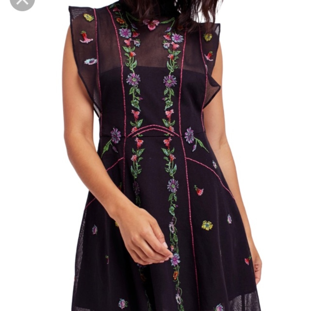 FREE PEOPLE Cotton Mesh Riviera Dress in Black - Picture 4 of 5